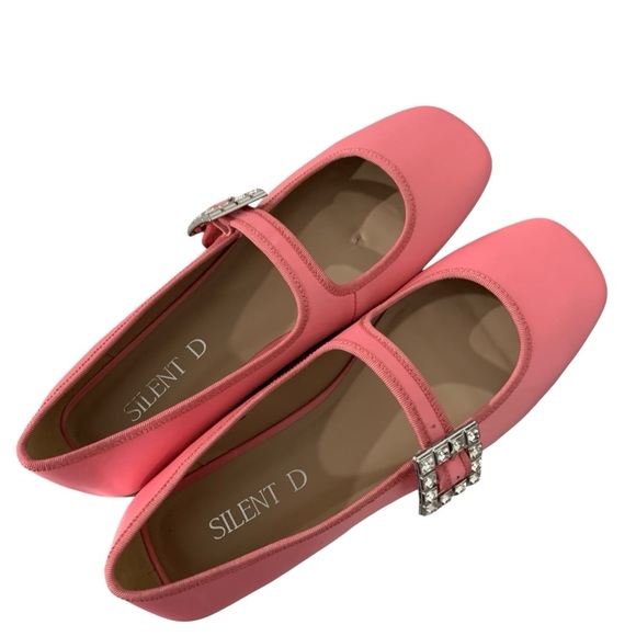 Anthropologie Silent D Mary Jane Satin Pink Flats size 39 NEW - Picture 3 of 6